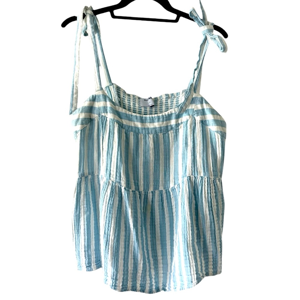 Old Navy Tie-Shoulder Smocked Striped Babydoll Cami Swing Blouse XL